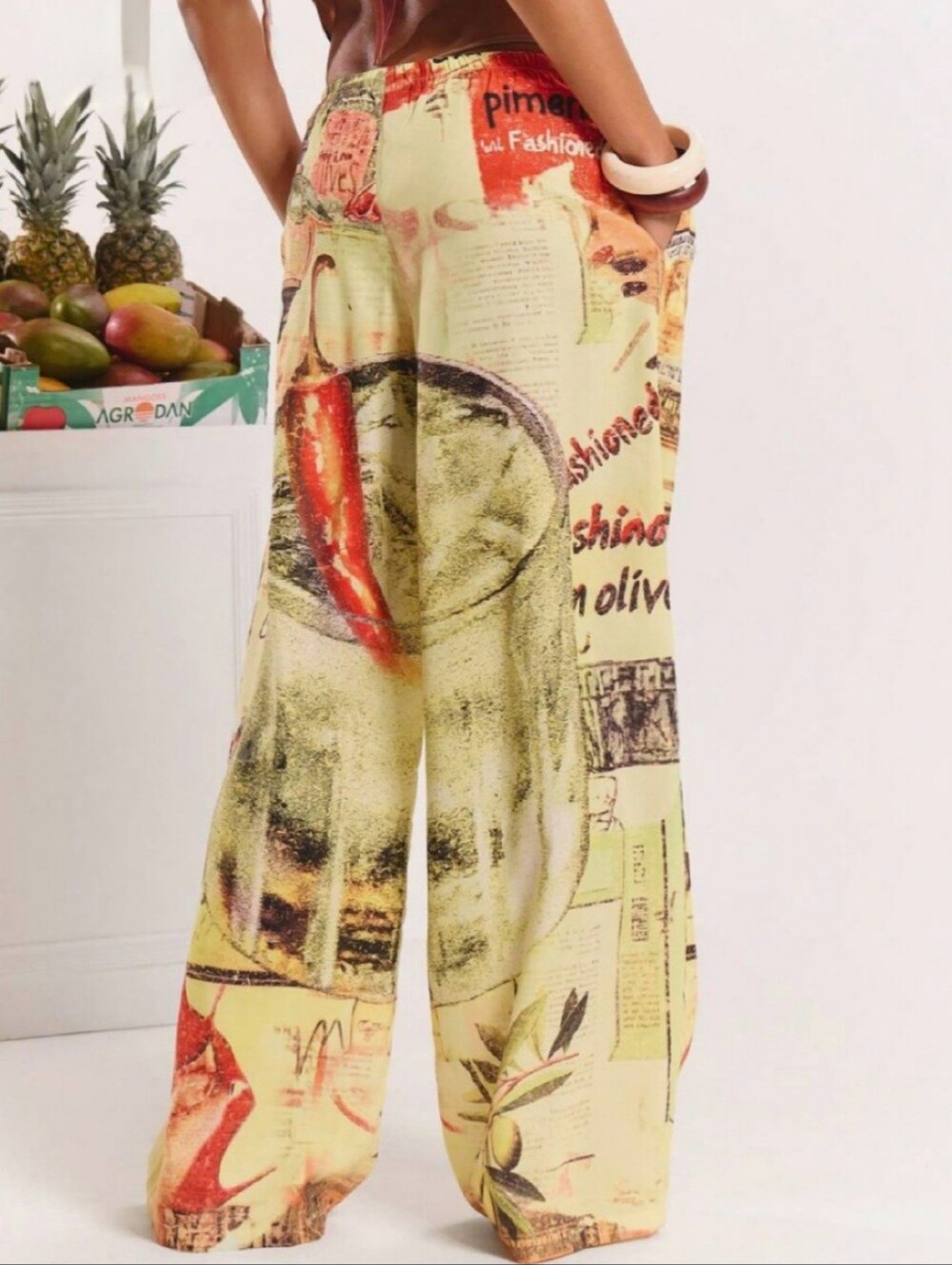 NWT Boho Tropical Linen Printed Tie Waist Wide Leg Summer Ibiza Trousers - Picture 6 of 7